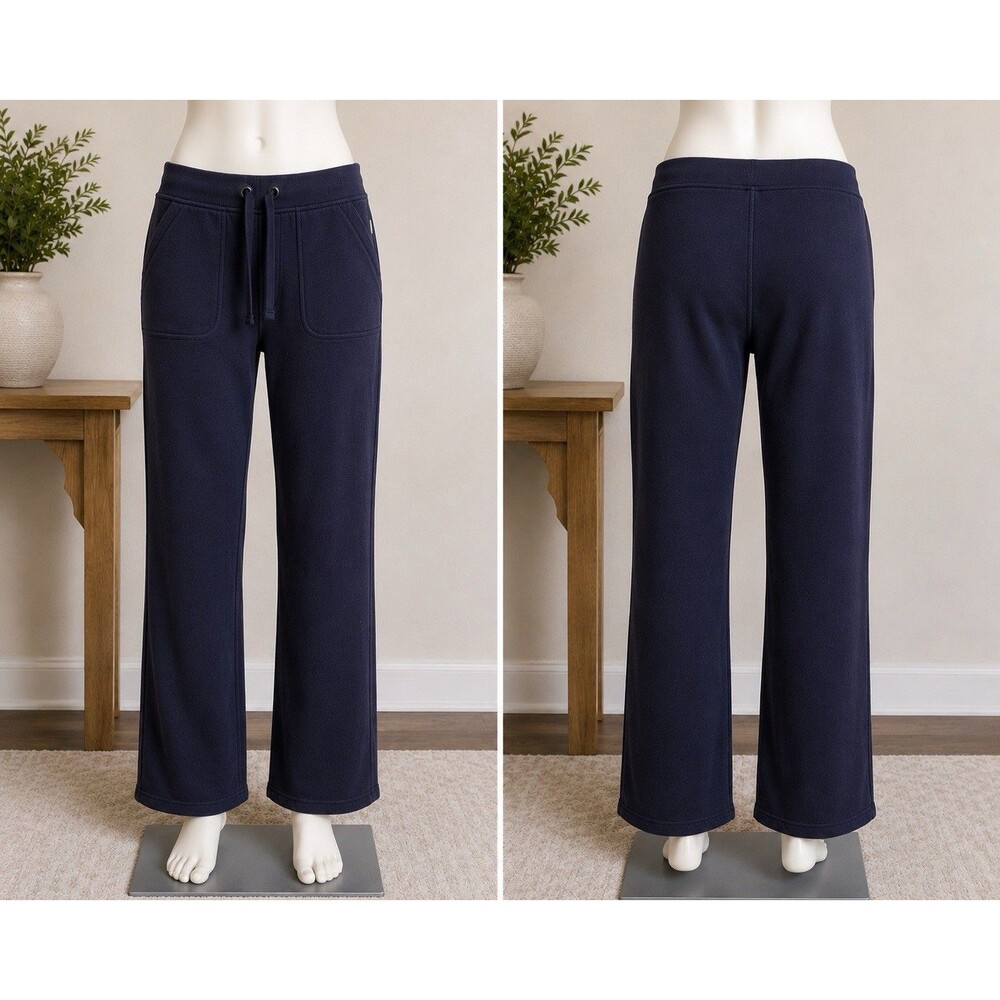 UGG Womens Large Fleece Lounge Sweatpants Straight Leg Drawstring Navy Blue